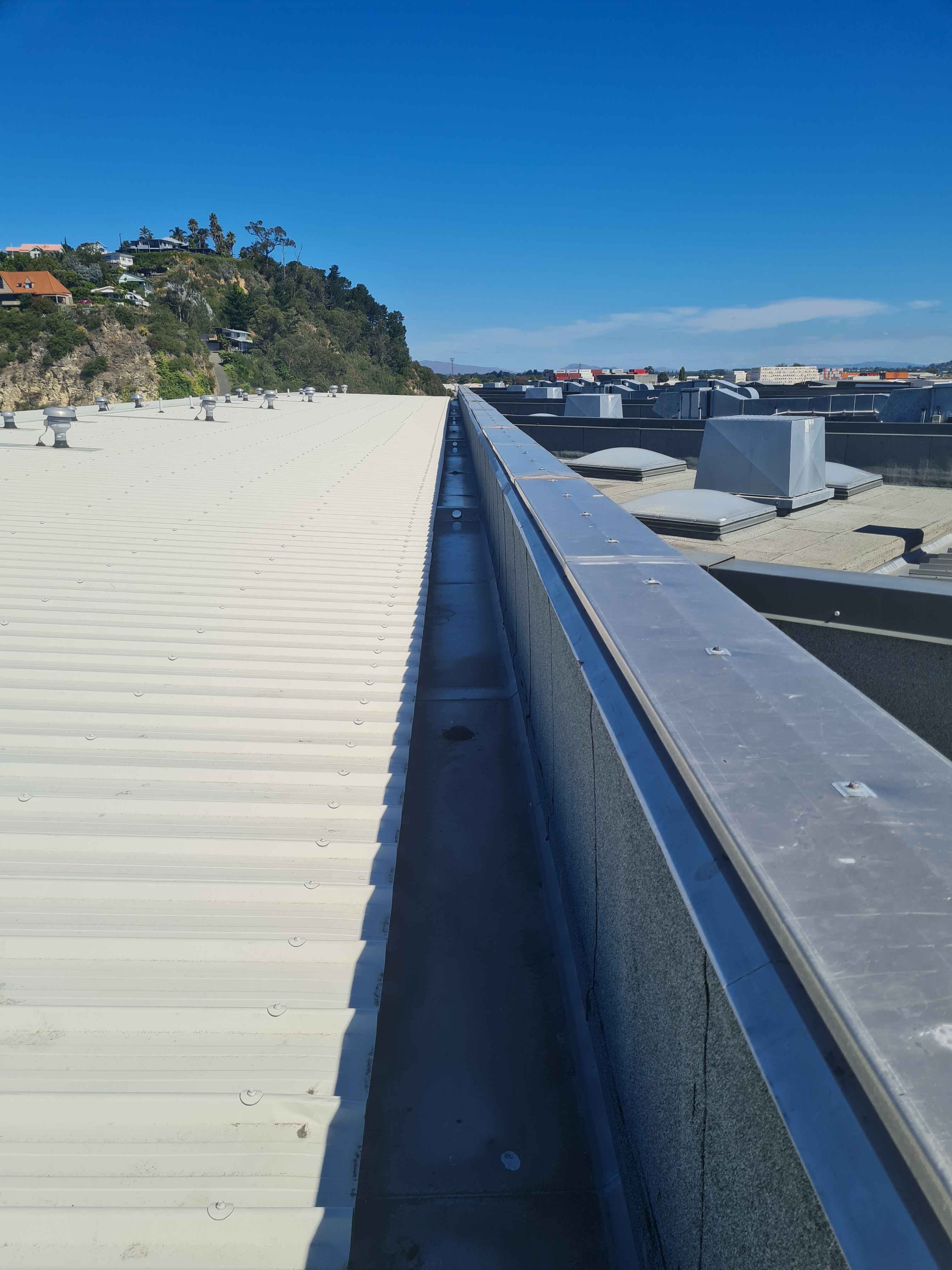 Metal roofing installation close-up